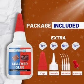Adhesive Guru Leather Glue (0.7 oz) Super Glue for Purses, Sofas and Furniture Repair, Ideal for DIY, Upholstery and Leathercraft. Waterproof, Compitable with Aerosol Accelerator - 1 Pack