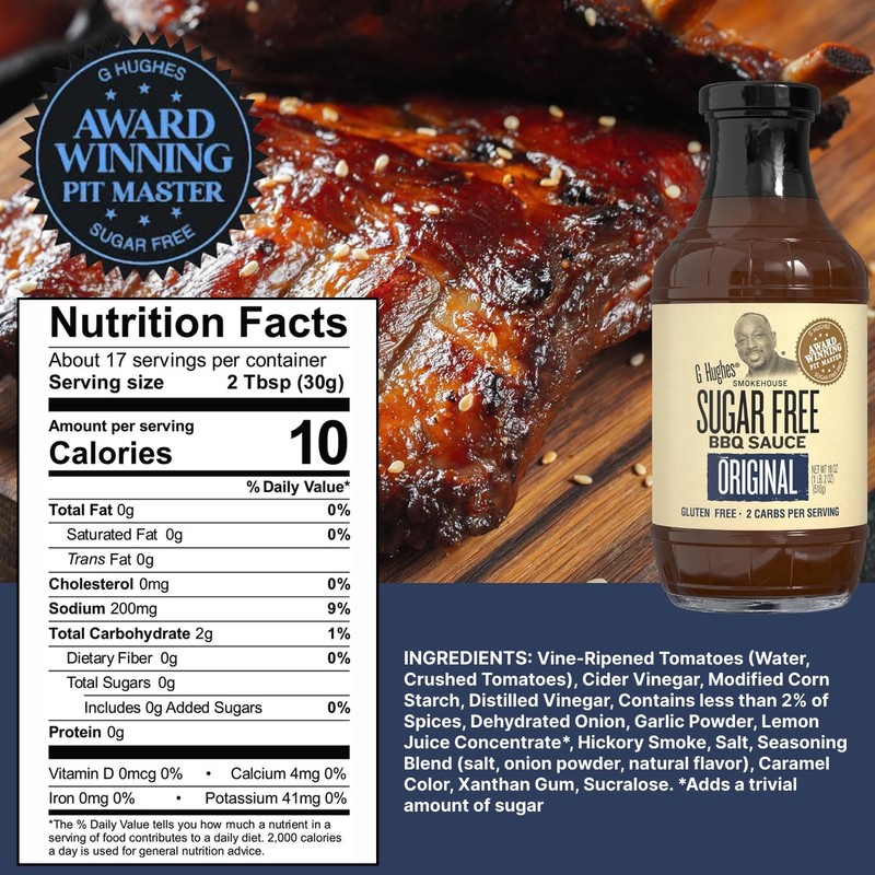 G Hughes Sugar Free BBQ Sauces, Hickory & Original Sugar