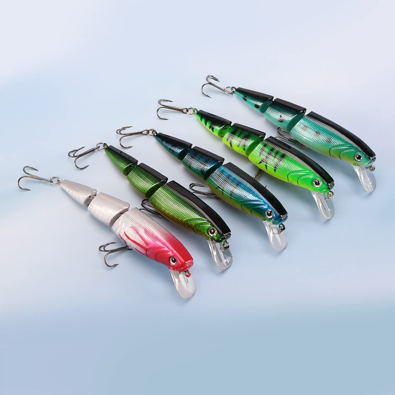 EMSea 5PCS Multi Jointed Fishing Lures Artificial Baits Plastic Lifelike