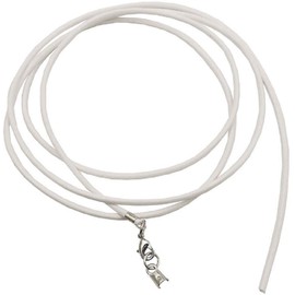 Unbespielt Leather Cord White 1 m x 2 mm Can be Shortened Round Chain Necklace Women Men Children Clasp Silver Colour, Leather