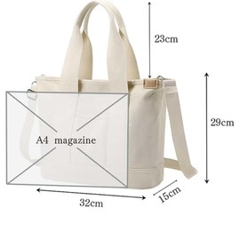 KSYN KO-KO Canvas Tote Bag, Large Capacity, A4 Compatible, 2-Way Design, Shoulder Strap, Shoulder Bag, Tote Bag, Canvas, Unisex, Popular, Multi-Storage, Handbag, Waterproof, Lightweight, Work, School