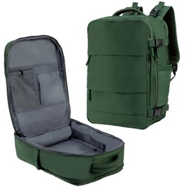 (Not Made In China) Travel Backpack For Men and Women, Airline Approved Carry On Bag w/Shoe Compartment, Holds 15.6" Laptop, USB Charging Port (Columbus, Green, 2 Pack)