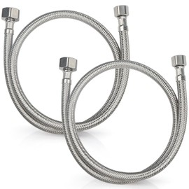 Midanya Faucet Supply Lines,32" Stainless Steel Braided Water Supply Line, 1/2" FIP x 3/8" COMP Faucet Hose, Faucet Hose Connector x 2 Pcs (1 Pair)