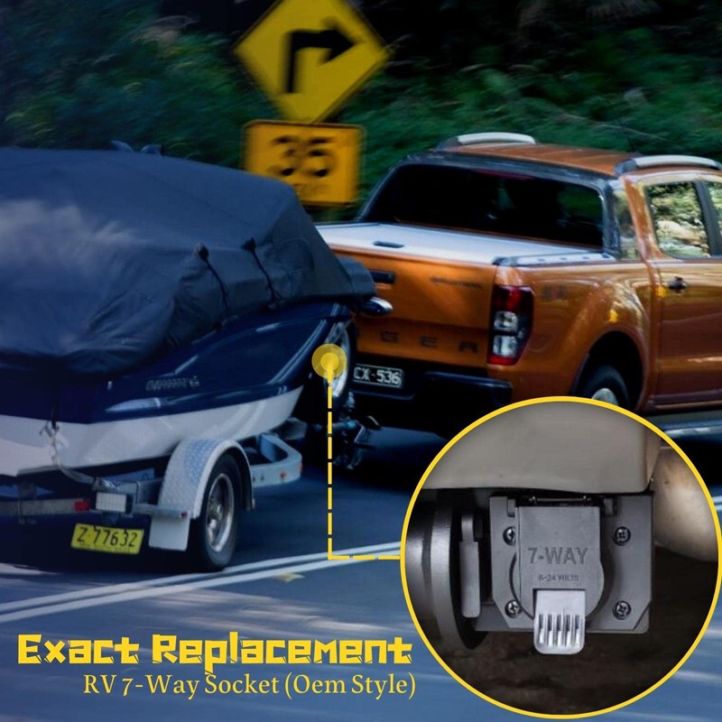 MECMO OEM Style Replacement 7-Way RV Blade Socket, USCAR to