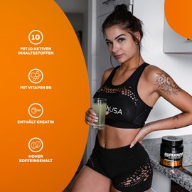 BioTechUSA Supernova | Zuckerfreies Pre-Workout-Pulver | 10 aktive Inhaltsstoffe | Mikronisiertes Kreatin | Hoher Koffeingehalt | 282 g | Pfirsich