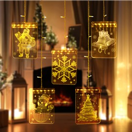 Festive Fix 3D Square Christmas Pendant Fairy Lights with 54 LEDs – USB Powered Curtain Light for Xmas and Window Decorations | Indoor Hanging Light for Party Holiday and Wedding Decor