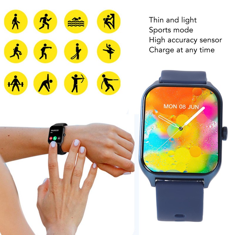 Smart Watch Blood Oxygen Test Caller Display IP68 Waterproof Touchscreen