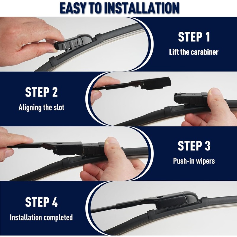 Front and Rear Windshield Wiper Blades, 3 Pcs Front and
