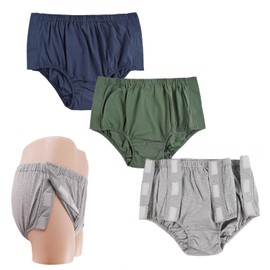 3 Pack Cotton Post Surgery Underwear for Women, Disabled Adaptive, Tear Away Briefs, Reusable Incontinence Underpants