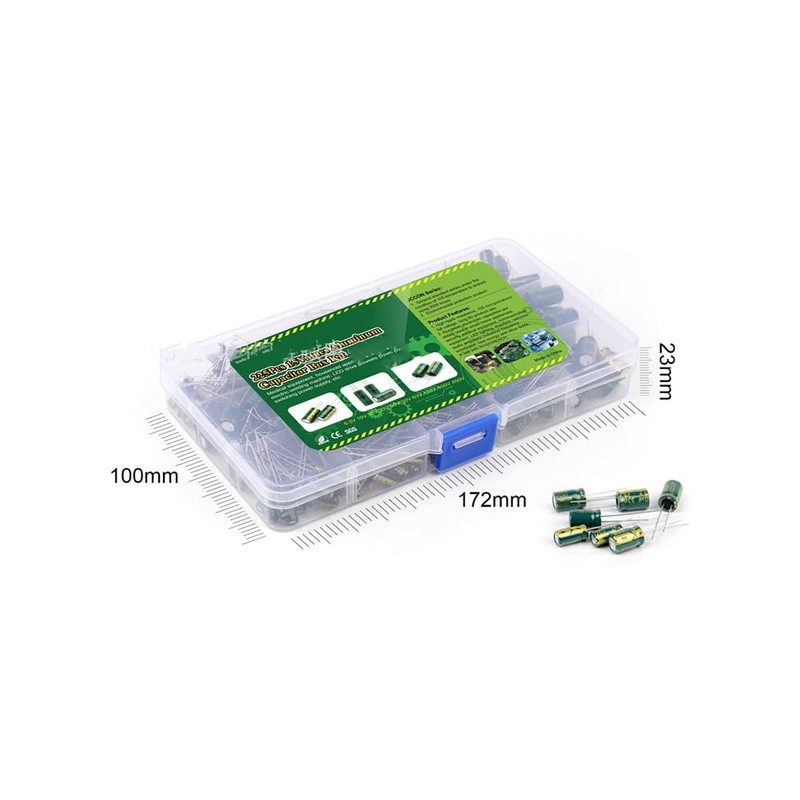 KSOPUERT 15 Value 225 Pieces 1uF-470uF Aluminium Capacitor Box Kit