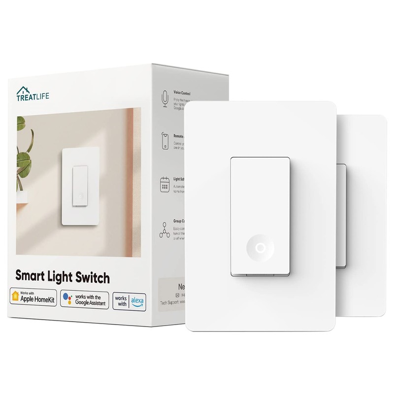 TREATLIFE Apple HomeKit Smart Light Switch 2 Pack, Single Pole,