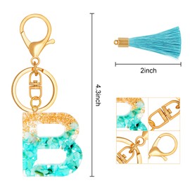 TTYY Alphabet Initial Letter Keychain for Women gift To Little Girls Tassel Butterfly Pendant Key Ring for Backpack (cyan crystal LetterB)