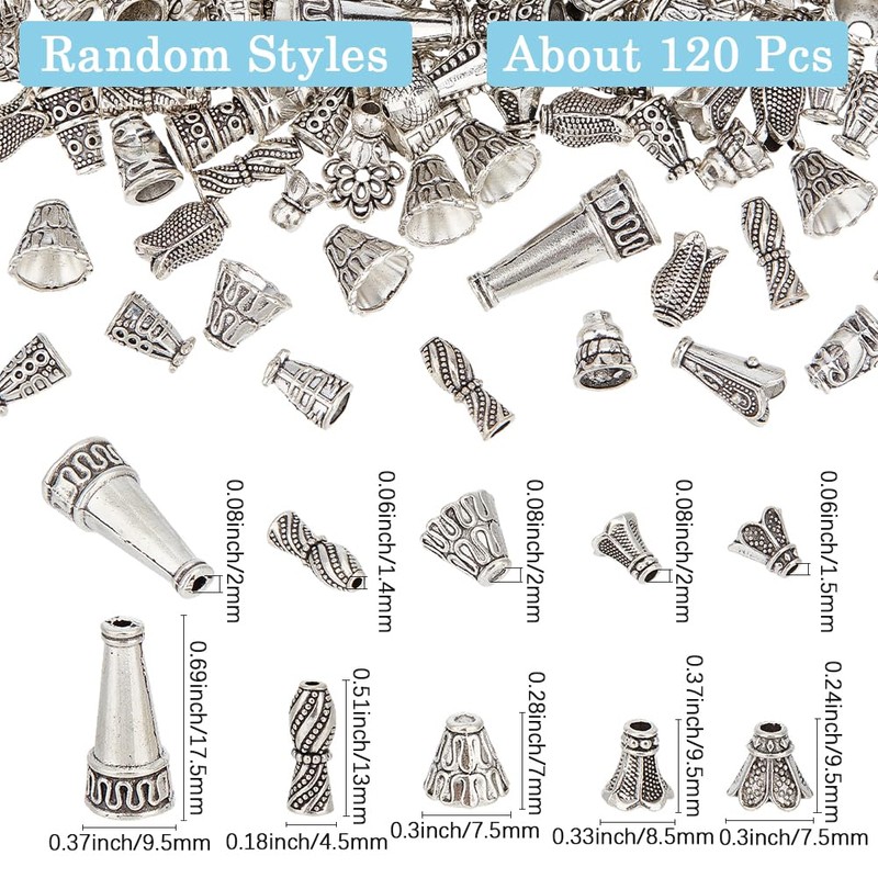 SUNNYCLUE 1 Box 100g Bead Cone Caps Tassel Bead Caps