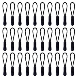 BEADNOVA Zipper Fixer with Non Slip Gripper Durable Zipper Tag Cord Pull Zipper Extension for Backpack Suitcase Luggage Jacket Bags Golf Bag (Black, 30 Pcs)
