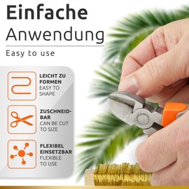 ECENCE Florist Wire for wreath making galvanised 4x 38,28 Yards 22 Gauge Floristry Wires Flexible Craft Paddle Wire for Wreath Making Colour Gold