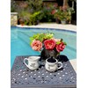 Set Sugar Bowl and Cream Server Holder Ceramic Black &