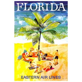 Lost Island Trading Company Florida - Eastern Airlines - Vintage Travel Poster-12 x 18 Inches