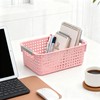 4-Pack Hollow Plastic Storage Baskets with Handles (Pink, Small)