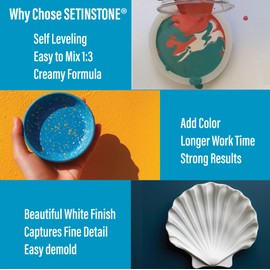 Unicone Art SETINSTONE Eco Casting Resin Powder Kit - Sustainable, Non-Toxic, Eco-Friendly, Water Based Formula - Easy to Use for DIY Art - 1 Bag Mineral + Polymer Powder - All in One (1kg/2lbs)