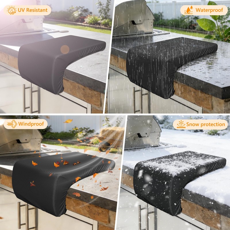 STARTWO Grill Cover for Built-in Double Side Burners,Black Heavy Duty