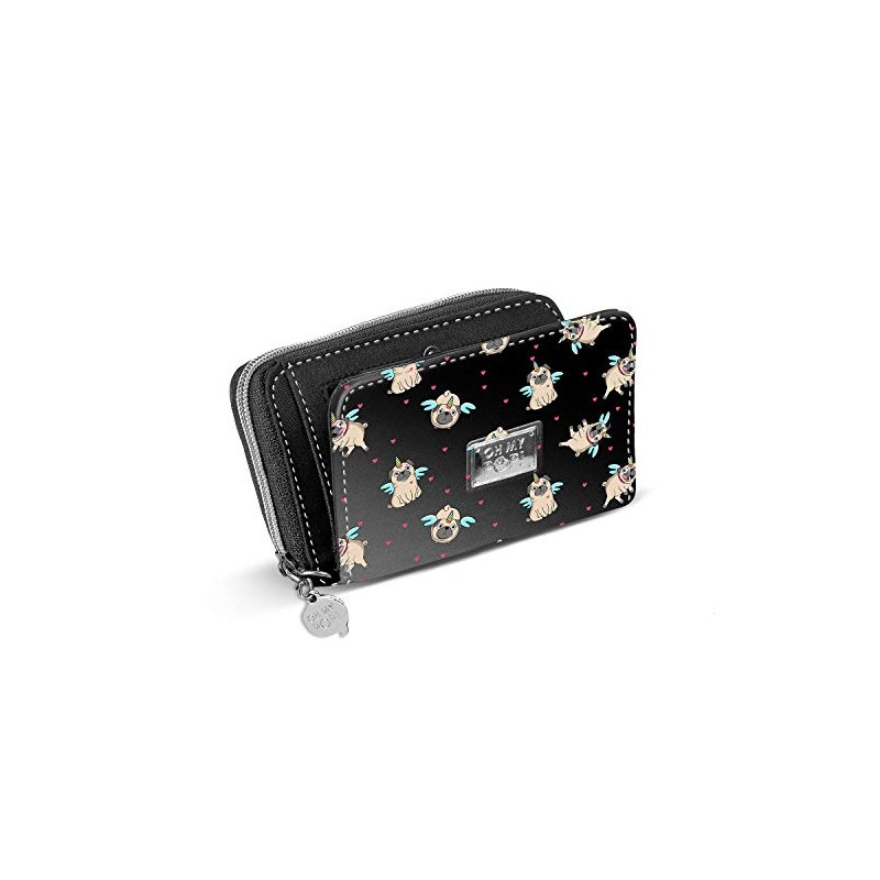 Oh My Pop! Black Pug Wallet, black, purse pug