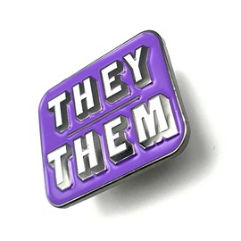They/Them Purple Metal Pin Badge, Metal