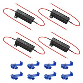 PATIKIL 50W 1 Ohm Aluminum Shell Resistor, 4Pcs Aluminum Housing Resistor with Clips Housed Case Wirewound Resistors Screw Tap Power Resistor, Black