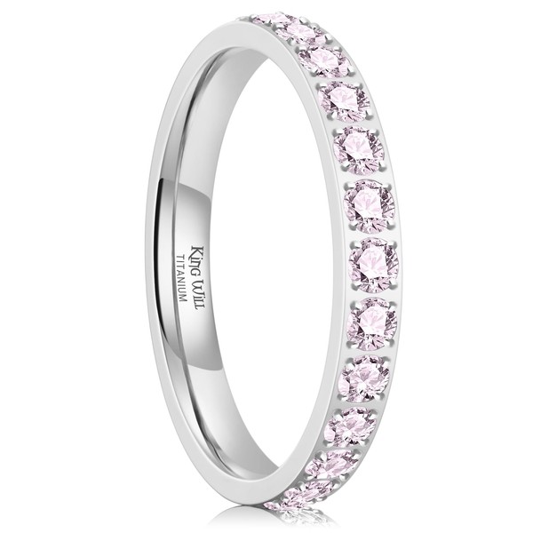 King Will CZ Simulate Diamond Titanium Stackable Rings for Women,