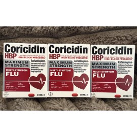 Coricidin HBP 3 x Coricidin HBP Maximum Strength Multi Symptom Flu Relief 10ct 05/25 FREE SHIP