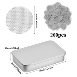 Wisebom 15 mm pipe screens, 200 pieces, stainless steel pipe filters, screens, pipe filtering, pipe, metal strainer, smoke filter screen with storage box