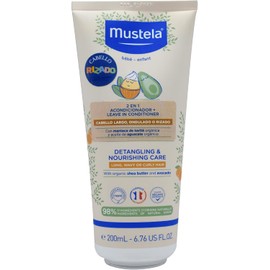 Mustela 2 en 1, Acondicionador + Leave in, para cabello Rizado, Ondulado, Largo, con manteca de karité orgánica y aceite de aguacate orgánico, 200ml
