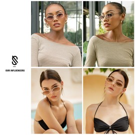 SOJOS SJ1205 - anteojos de sol ovaladas con diamantes de imitación para mujer de los años 90, estilo hippie, para cara pequeña, accesorios de discoteca, Azul, Small