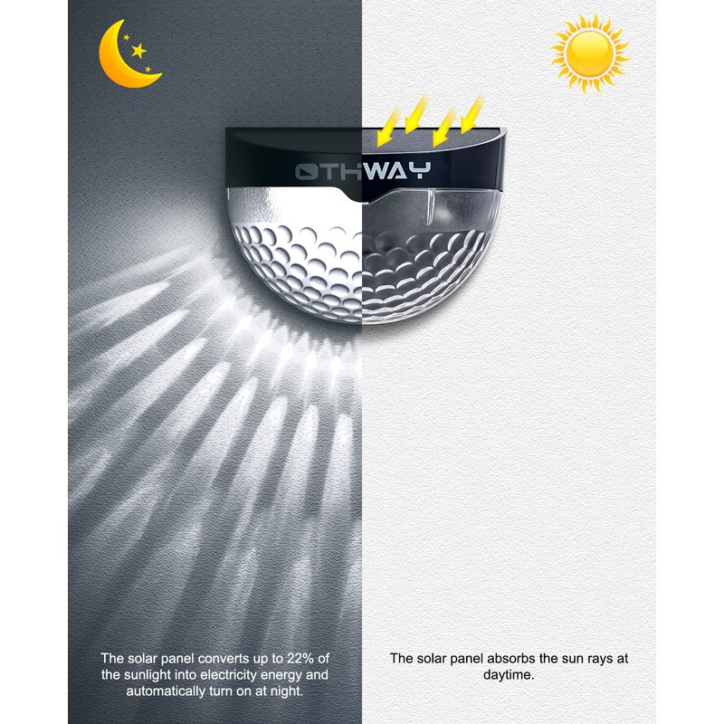 OTHWAY Solar Fence Post Lights Wall Mount Decorative Deck Lighting