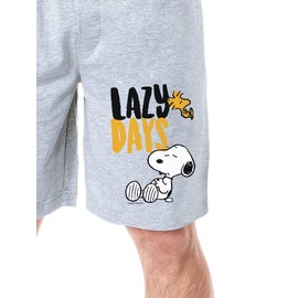 Peanuts Mens' Snoopy Woodstock Lazy Days Character Sleep Pajama Shorts, Grey, 3X-Large