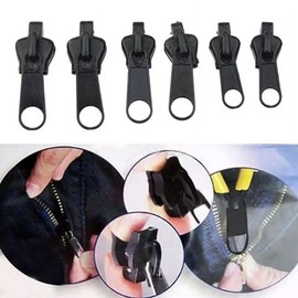 6Pcs Black Zipper Repair Kit Universal Instant Zipper Fixer with Metal Slide Fix Any Instantly 3 Different Zipper Sizes Sewing Fasteners Sewing Notions and Supplies