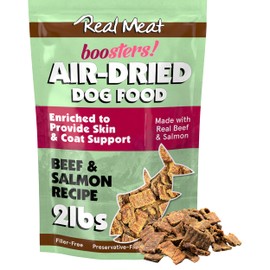 TRMC Real Meat Boosters Air Dried Dog Food w/Real Beef & Wild-Caught Salmon for Enhanced Skin & Coat Support - 2lbs of Grain-Free, High Protein, Real Meat Dog Food Enriched w/Organic Coconut Oil