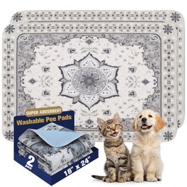 EXPAWLORER Washable Pee Pads for Dogs - 2 Pack Waterproof & Leakproof Reusable Training Dog Pads Pet Puppy Pads,Dog Nonslip Potty Pads for Floor, Crate, Couch Whelping Mats,Grey 18"x24"