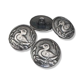 Pack of 10 Silver-Coloured Metal Buttons Duck Motif Costume Button 15 mm or 20 mm (15 mm)