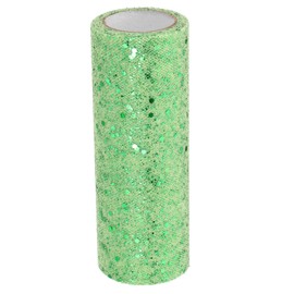 PATIKIL Tulle Fabric Rolls, 6 Inch by 10 Yards Fabric Spool Tulle Sparkling Ribbon Netting Sequin for DIY Tutu Skirts Crafts Wedding Party Decorations, Light Green