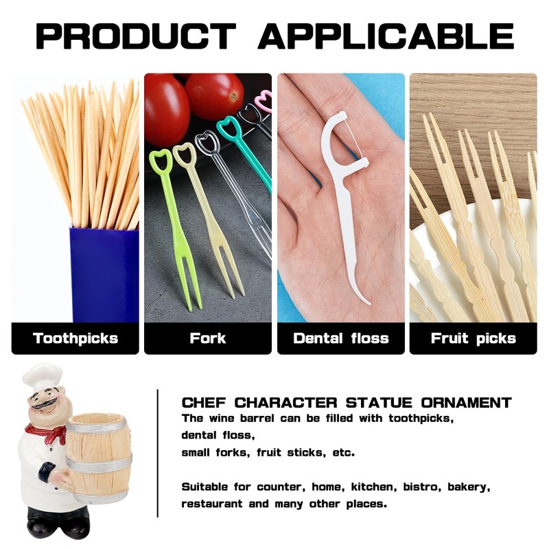 DOERDO DD Resin Chef Toothpick Holder, Toothpick Dispenser Chef Statue