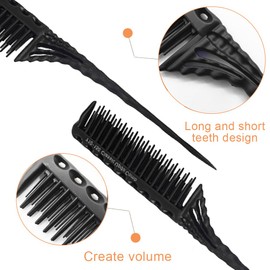 Pack of 3 Hair Combs, Toupee Comb, Hairdresser Back Comb, Antistatic Hair Comb, Rat Tail Comb for Women, Back Combing Volume