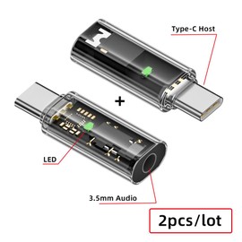 xiwai 2 Pack Type C USB-C to 3.5mm Audio AUX & 16bit 48kHz MIC Sound Card Adapter Compatible with Laptop Tablet Phone