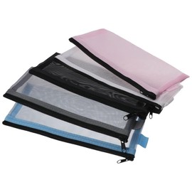 Uniquer 5Pcs 20.5 * 9mm 5-Colors Clear Multi-purpose Pouch Nylon Zipper Pen Storage Makeup Bag for Home Office Travel Supplies