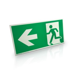 Emergency Exit Sign "Lefts" – Aluminium, Photoluminescent – 30 x 15 cm – According to ASR A1.3 DIN 7010 DIN 67510 – Rescue Route, Escape Route Betriebsausstattung24®