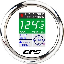 MAIMEIMI GPS Speedometer 85mm 3-3/8" Digital Boat GPS Speedometer Gauge Waterproof MPH Knots Km/h Adjustable for Car Marine Truck Motorcycle 9-32V (White)