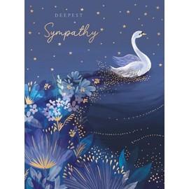 Sympathy Card - Deepest Sympathy - Swan and Floral Design - Special Finishes - Made in the UK - Eco Friendly