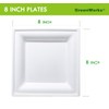 GreenWorks 100 Count 8 Inch Square Compostable Plates, Heavy Duty