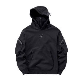 Niepce Inc Japanese Streetwear Men's Techwear Hoodie (Black3, XX-Large)