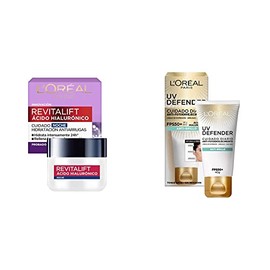 Crema hidratante antilíneas de expresion Revitalift Ácido Hialurónico Noche de LOréal Paris 50 ml  LOreal Paris bloqueador solar FPS 50  UV Defender  
