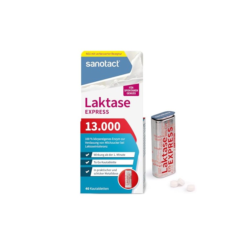 sanotact Lactase 13,000 Express (40 lactase tablets), lactose tablets with